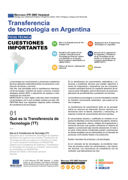 01 M Transferencia de tecnología en Argentina