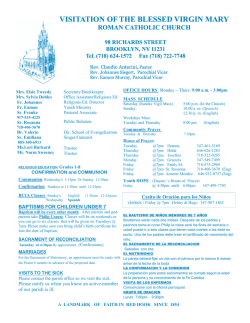 Bulletin for week of 04-12-15 - Visitation of the Blessed Virgin Mary