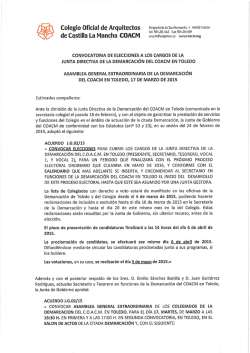Elecciones a los cargos de la J.D Demarcación de Toledo y A.G.E