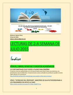 LECTURAS DE 2-A SEMANA DE JULIO 2015