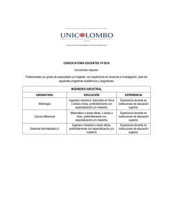 CONVOCATORIA DOCENTES 1P-2016 Unicolombo requiere