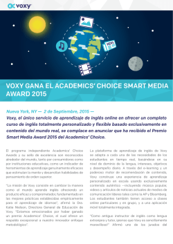 VOXY GANA EL ACADEMICS` CHOICE SMART MEDIA AWARD 2015