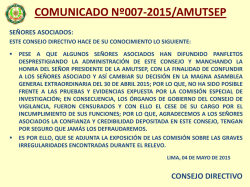 Comunicado Nº 007-2015/AMUTSEP: Informe de la Comisión
