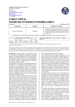 FARO CAPITAL FONDO DE INVERSION INMOBILIARIO I