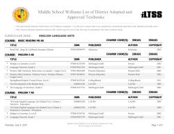 Middle School Williams List of District Adopted and