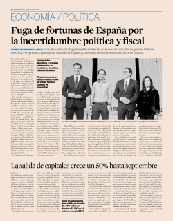Fuga de fortunas de España por la incertidumbre política y fiscal