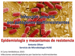 Epidemiologia y mecanismos de resistencia en la ITU. Antonio Oliver