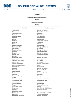 ANEXO I. Listado de Municipios para 2015