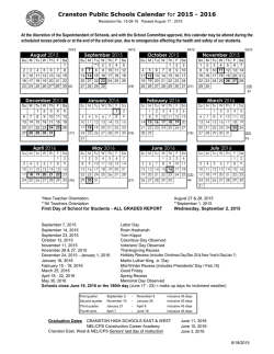 2010 Calendar - Cranston Public Schools