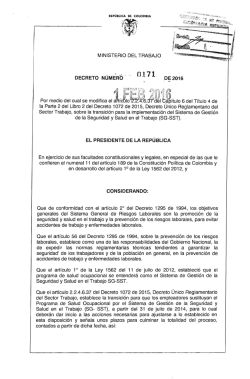 decreto 171 del 01 de febrero de 2016