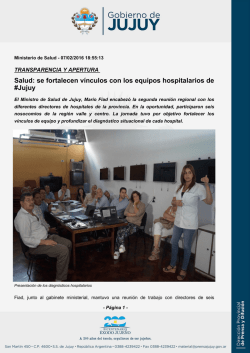 Salud: se fortalecen vínculos con los equipos hospitalarios de #Jujuy