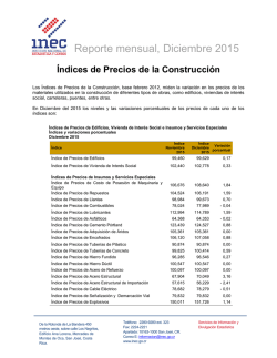 Reporte mensual, Diciembre 2015 - INEC Instituto Nacional de