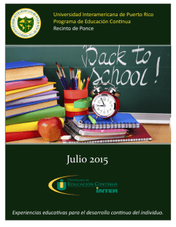 Julio 2015 - Universidad Interamericana, Recinto de Ponce