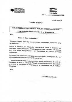 Circular N° 1 - Ministerio de Educación de la Provincia de Tucumán