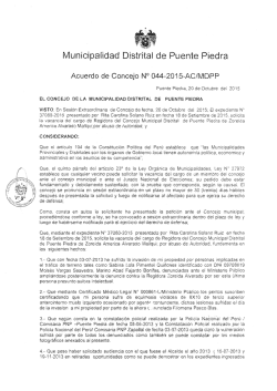 Acuerdo de Concejo N° 044-2015–MDPP