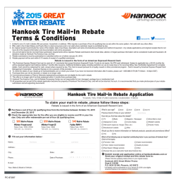 Hankook Tire Mail-In Rebate Terms & Conditions