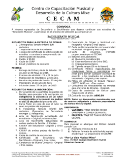 Requisitos de Ingreso BAMCE Ciclo Escolar 2015