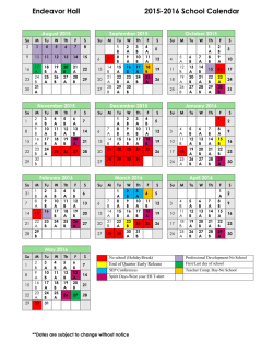 Endeavor Hall 2015-2016 School Calendar