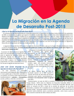 La Migración en la Agenda de Desarrollo Post-2015