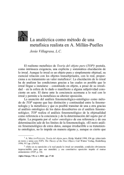 La analéctica como método de una metafísica realista en A. Millán
