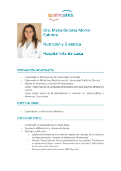 Dra. María Dolores Molini Cabrera Nutrición y