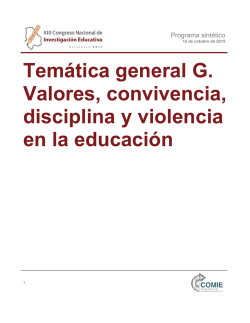 Temática general G. Valores, convivencia, disciplina y violencia en