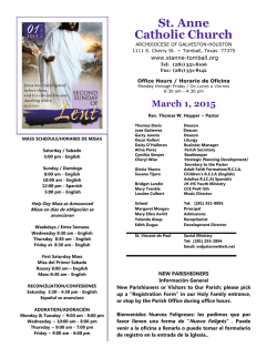 March 1, 2015 - Saint Anne Catholic Community