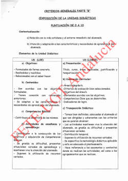 Criterios generales Parte B EXPOSICIÓN UD. Oposiciones 2015
