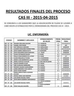 RESULTADOS FINALES DEL PROCESO CAS III - 2015-04-2015