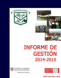 Informe de Gestión 2015 - Colegio Británico de Cartagena.