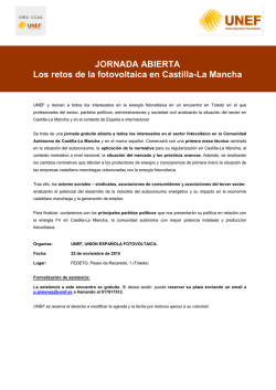 Agenda jornada "Retos energia fotovoltaica en Castilla La Mancha"