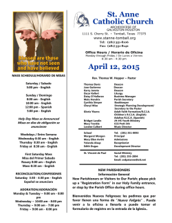 April 12, 2015 - Saint Anne Catholic Community