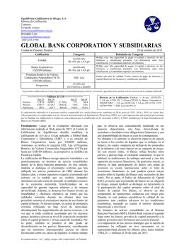 Global Bank Corporation y Subsidiarias