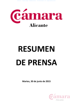Martes, 30 de junio de 2015 - Cámara de comercio Alicante