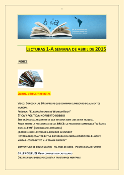 Lecturas de la Primera Semana de Abril 2015