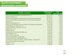 Top 20 shareholders 20 principales accionistas