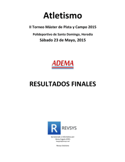Resultados Finales - Segundo Torneo ADEMA 2015