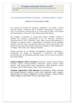 IV Coloquio Internacional “Literatura y vida” IV COLOQUIO