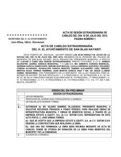 Julio 16 – 2015 Extraordinaria - XL H. Ayuntamiento de San Blas