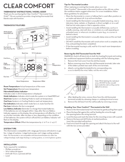 thermostat instructions / model 83501 system type