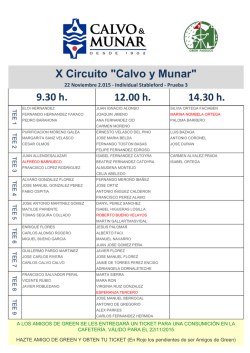 12.00 h. 14.30 h. 9.30 h. X Circuito "Calvo y Munar"