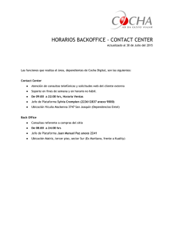 HORARIOS BACKOFFICE - CONTACT CENTER