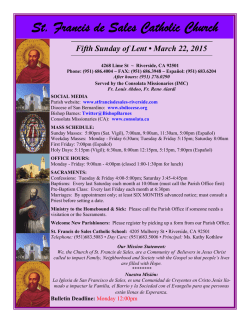 St. Francis de Sales Catholic Church Fifth Sunday of Lent • March 22
