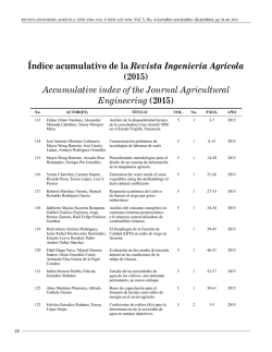 Índice acumulativo de la Revista Ingeniería Agrícola (2015