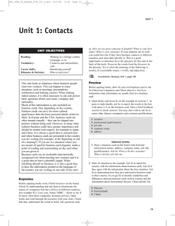 Unit 1: Contacts