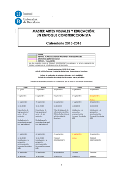 calendario ub - Máster de Artes Visuales y Educación