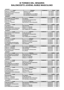 Calendario competiciones. Baloncesto Juvenil Sub 22 . 2015-2016