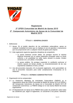 Reglamento 2º OPEN Comunidad de Madrid de Apnea 2015 2º