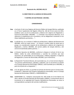 Resolución No. ARCONEL-061/15 EL DIRECTORIO DE LA