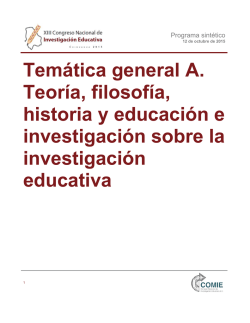 Temática general A. Teoría, filosofía, historia y educación e